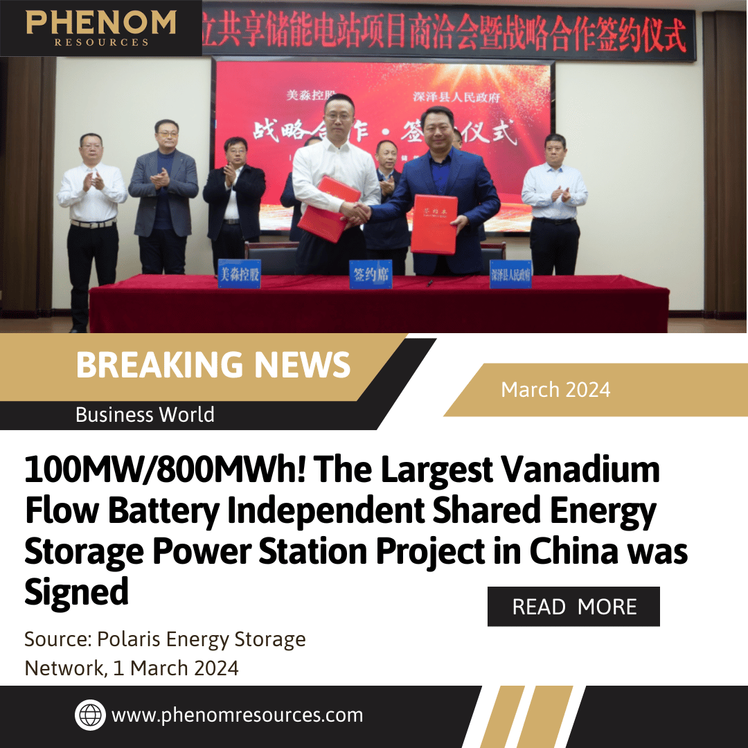 800MWh! The Largest Vanadium Flow Battery Independent Shared Energy Storage Power Station Project in China was Signed